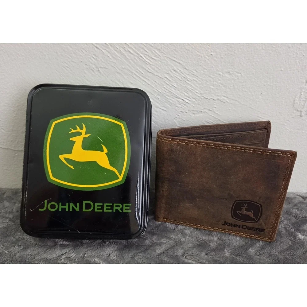 John Deere Men's Brown Leather Wallet Credit Card Holder